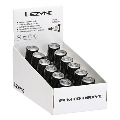Комплект LEZYNE LED FEMTO DRIVE BOX SET FRONT, черный, Набор включает в себя 12 FRONT LED FEMTO DRIVE