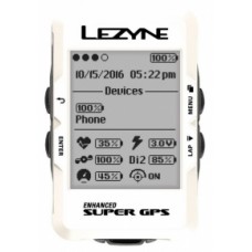 GPS LEZYNE SUPER Белый BLE, ANT+ UNIT, USB CHARGER CABLE INCLUDED. INCLUDES MOUNT FOR HANDLE BARS/STEM AND 2 SMALL ORINGS, 2 LARGE ORINGS