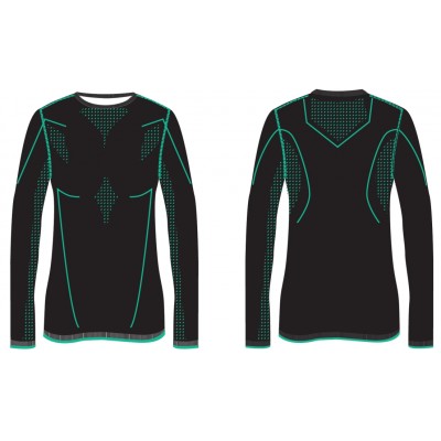 Термобелье женское R2 Basis (верх с длинным рукавом) Черно-мятный S