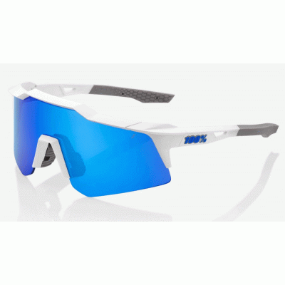 Велосипедные очки Ride 100% SpeedCraft XS - Matte White - Синяя многослойная зеркальная линза + прозрачная линза в комплекте