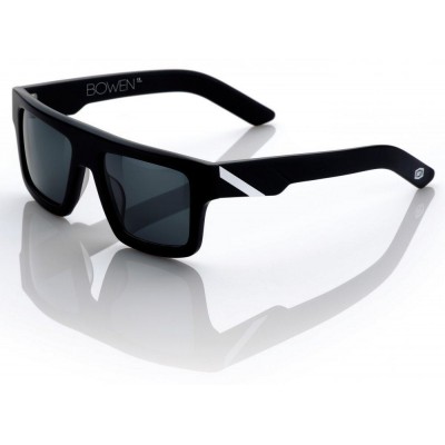 100% “BOWEN” Sunglasses Matte Black/White - Grey Tint, Mirror Lens