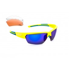 Вело очки ONRIDE Spok зеленый/голубой с линзами BlueREVO/Clear/Orange