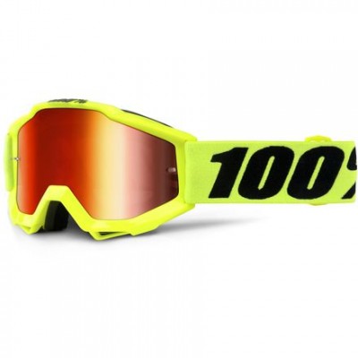 Детские мото очки 100% ACCURI Youth Goggle Fluo Yellow - Mirror Red Lens 