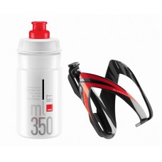 Комплект ELITE CEO: фляготримач чорний/червоний + фляга біла 350мл