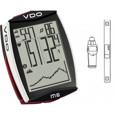 Велокомпьютер VDO M6 WL беспроводной + Датчик пульса черно-белый